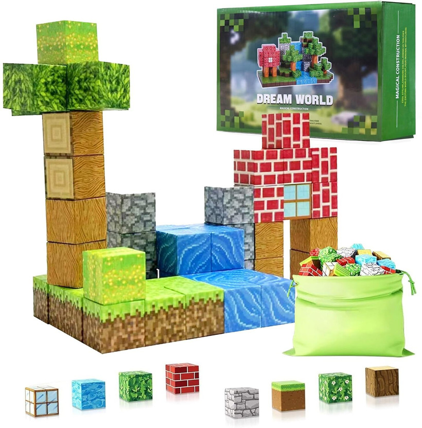 KIDOLOGY 48pcs Magnetic Building Blocks – Mine-Themed STEM Montessori Toy for Kids 3+(Multicolor)
