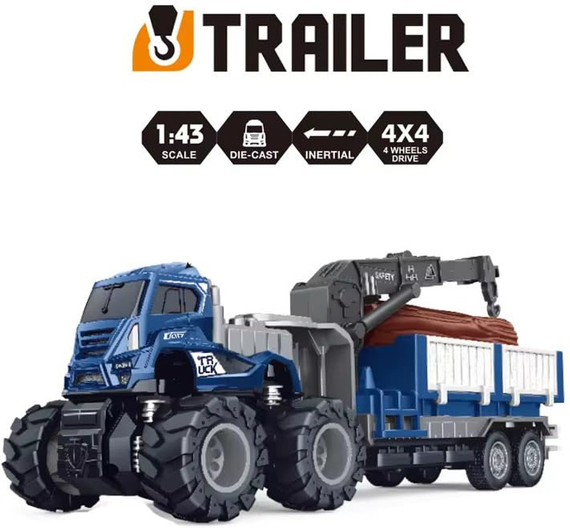 Zuuluzrs 1:43 Engineering Transport Wood Carrying Truck Die Cast Metal Toy(Blue, Red)