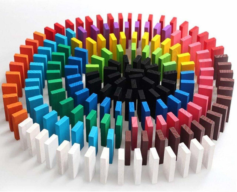 xelix xelix Good Quality Wooden Domino Run Board Building Blocks (pack of 100 to 120pic)(Multicolor) - Flipkart Deal