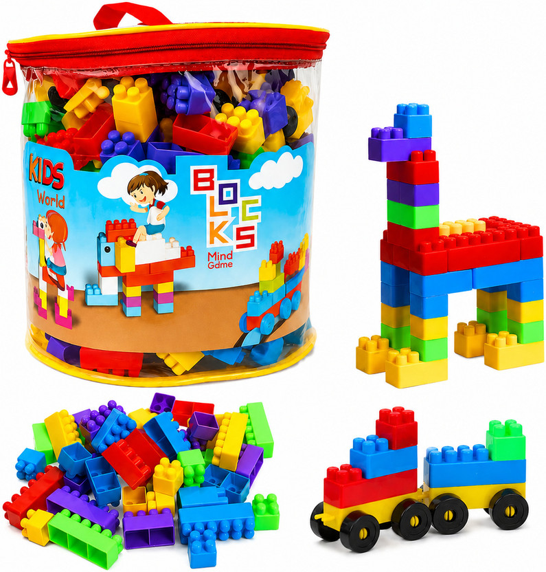 KHELO BACHO 200 PCS Jumbo Building Blocks for Kids 3+ Years Learning Blocks for Boys & Girls(Multicolor)