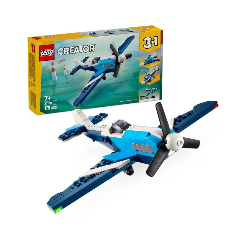 LEGO Creator 3in1 Aircraft: Race Plane Toy Vehicle Playset 31160 (178 Blocks)(Multicolor)