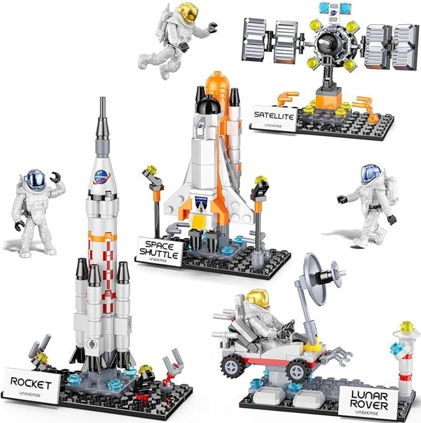 Bestie Toys Space Shuttle Toys,Aerospace Rocket Building Set Toy, 8-in-1 STEM City Space Sta(Multicolor)