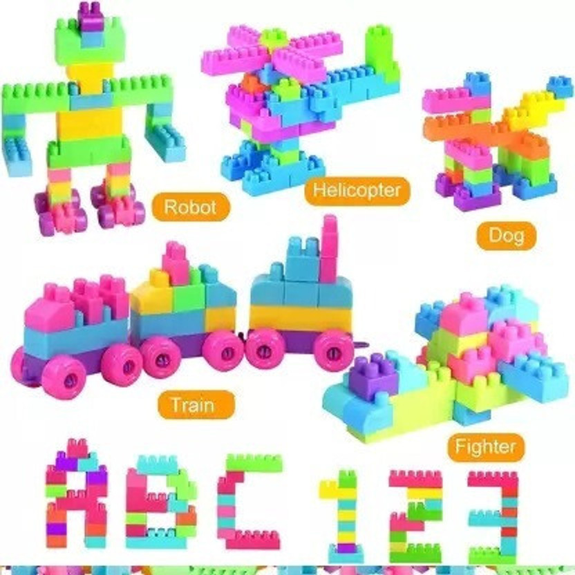 Redsky Building Blocks Including 8 Wheels Smart Bricks For Kids, Toys 60+ PCs Small(Multicolor)