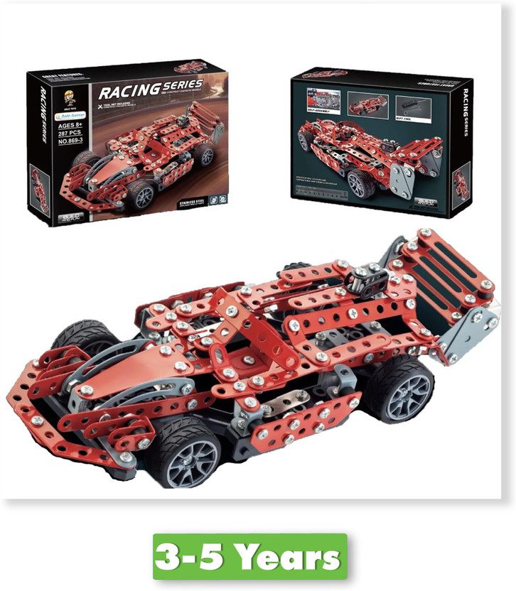 Magicwand DIY Assembling Metal Formula Car Building Blocks Kit 287 Pcs(Red)