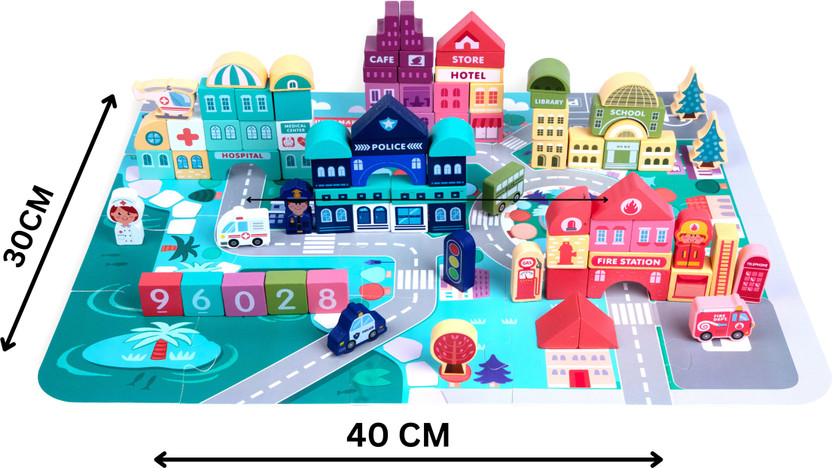 Wooden Wooden Wonders Wooden Preschool Learning Educational Urban Street Scene Blocks Toys for Kids(Multicolor) - Flipkart Deal