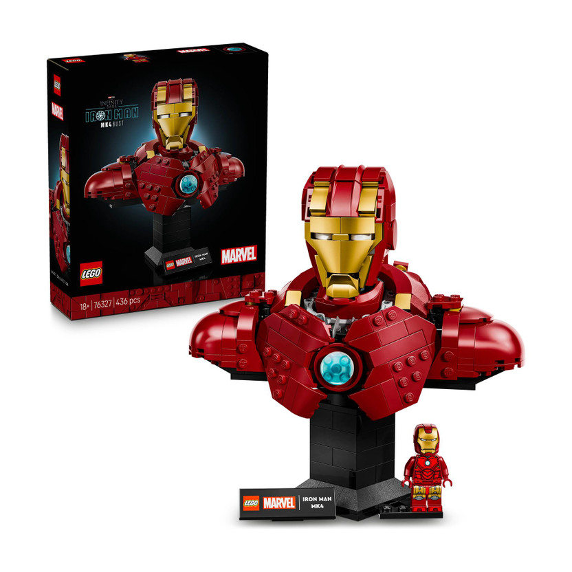 LEGO Marvel Iron Man MK4 Bust, Buildable Model for Adults with Minifigure 76327(Multicolor)