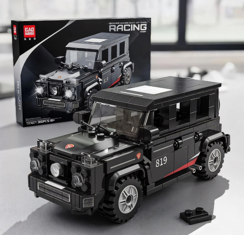 MD TOY VILLA car blocks set ( 316 pieces ) highly detailed car model with guidebook(Black)
