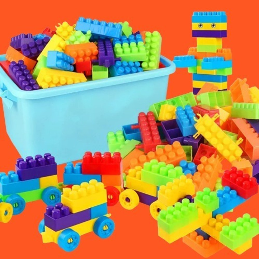 Sharvil Top Vibrant Building Bricks and Blocks 100+pcs Set in a Charming Bag for Kids(Multicolor)