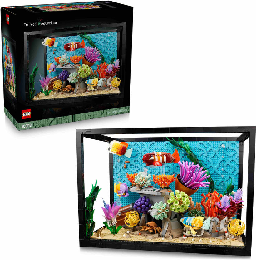 LEGO Icons Tropical Aquarium, Fish Tank Decor Building Kit for Adults 10366(Multicolor)