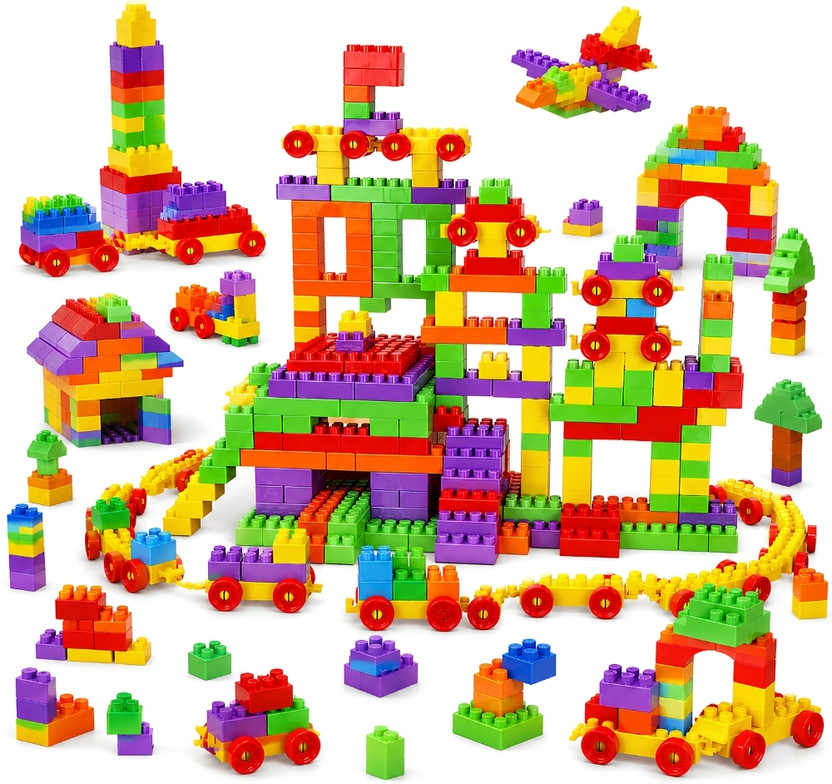 Be bright Building Blocks Toy Set with Wheels, Multicolor Construction Bricks for Kids(Multicolor)