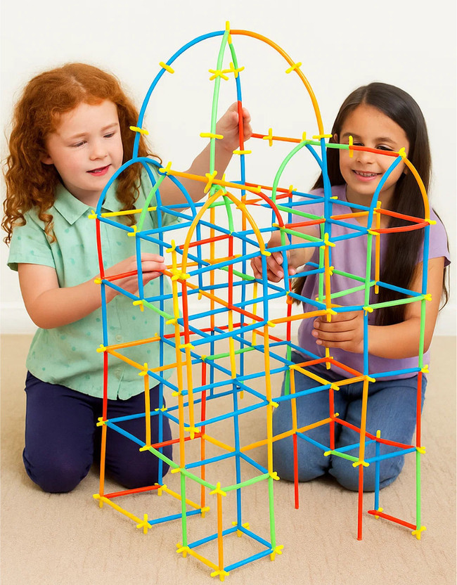 Pulsbery Kids Construction Set with Connectors, Colorful Sticks,Shape Maker Kit for Kids(Multicolor)
