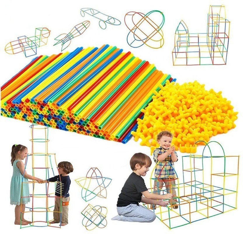 Pulsbery Intelligence Plastic Straw Pipe Blocks Building Toys(Multicolor)