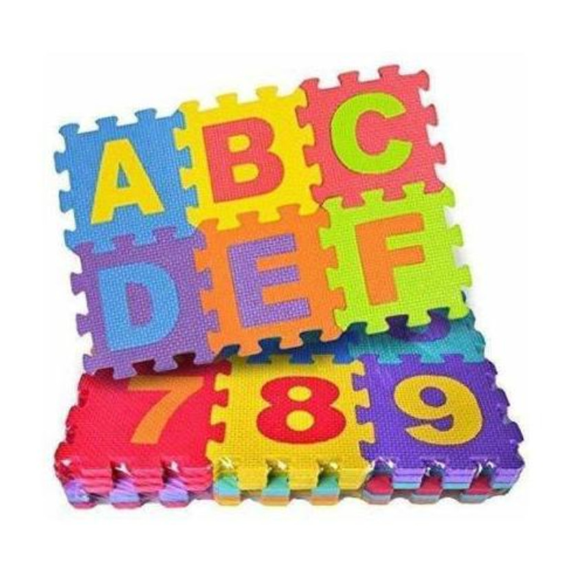 DTD Creation Activity Puzzle Mat Alphabet learning & Building Blocks Thickest ABC/Number (36 Pieces)(Multicolor)