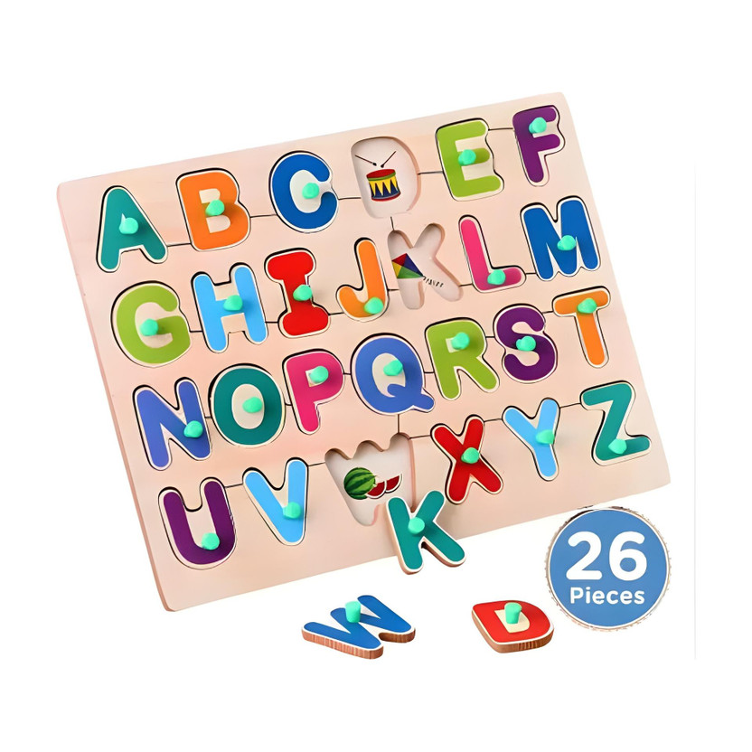 GAMLOID Best Buy Wooden Alphabet Educational learning Board brain tester(Multicolor)