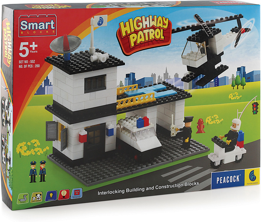 Peacock Peacock Toys & Games Peacock Highway Patrol - 260 pieces - Premium Interlocking Blocks(Multicolor) - Flipkart Deal