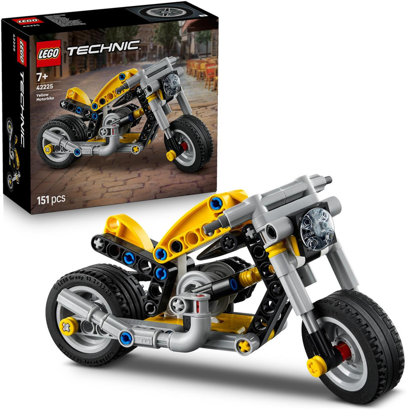 LEGO Technic Yellow Motorcycle Toy Building Set 42225(Multicolor)