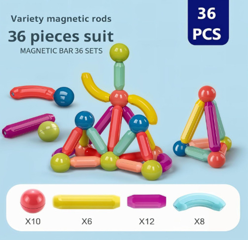 Buildcasttoys 36 Pcs Magnetic Sticks and Balls Building Set(Multicolor)