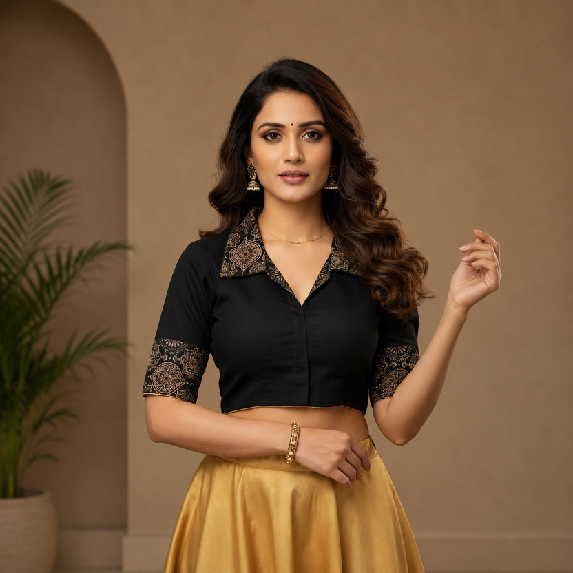 SARIKACOLLECTIONN Band collar Women Blouse