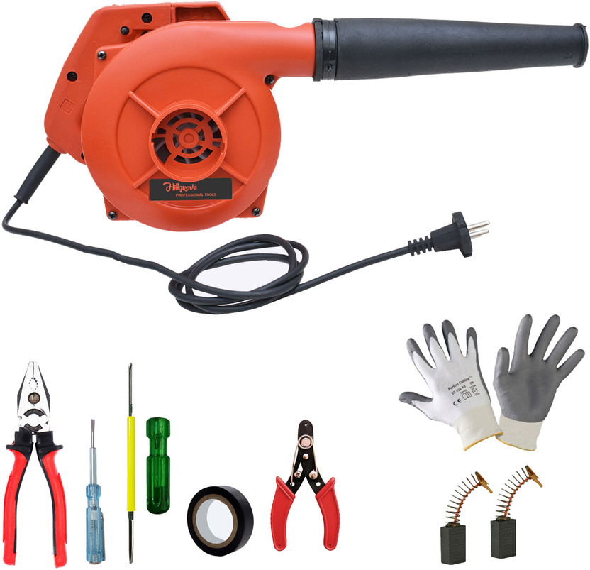Hillgrove HGM1260M3 800W-18000RPM Electric Air Blower Dust Cleaner with 5Pcs Hand Tool Kit Forward Curved Air Blower(Corded Vacuum)