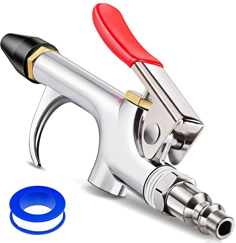 SERPLEX Air Blow Gun Kit with Rubber Tip Nozzle Quick Plug Connector for Air Compressor Air Blower(Pneumatic)
