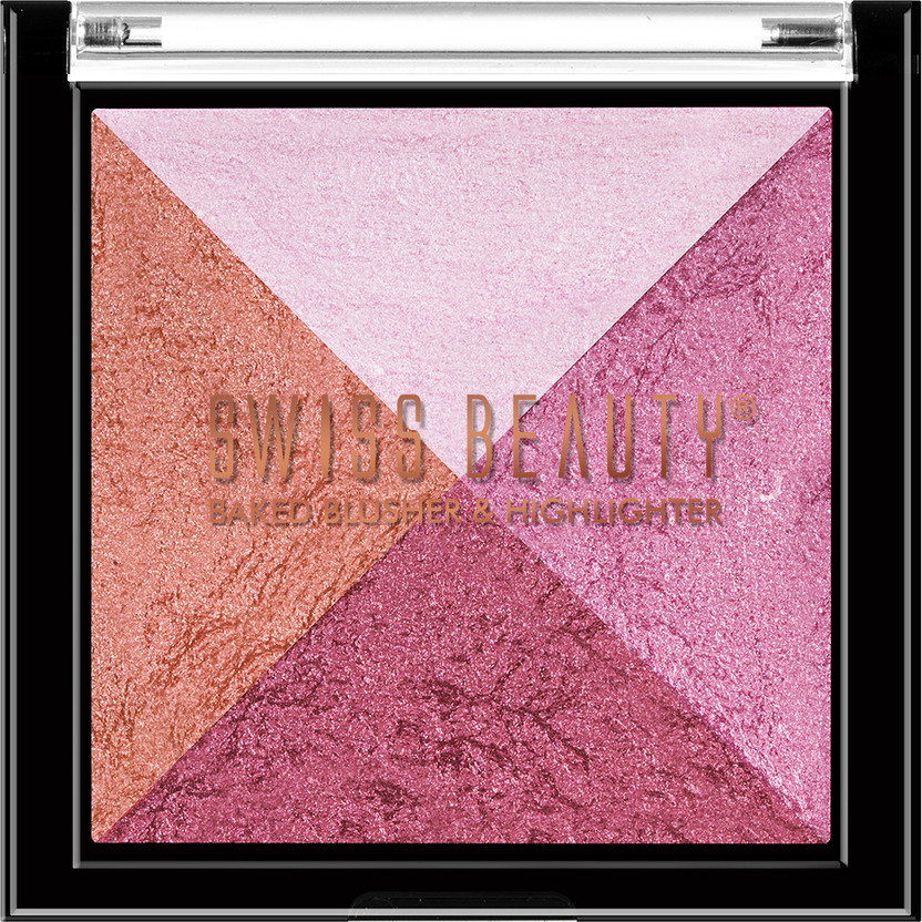 SWISS BEAUTY Mini Baked Shimmer Blusher And Highlighter Palette For Face Makeup(Multicolor-2)