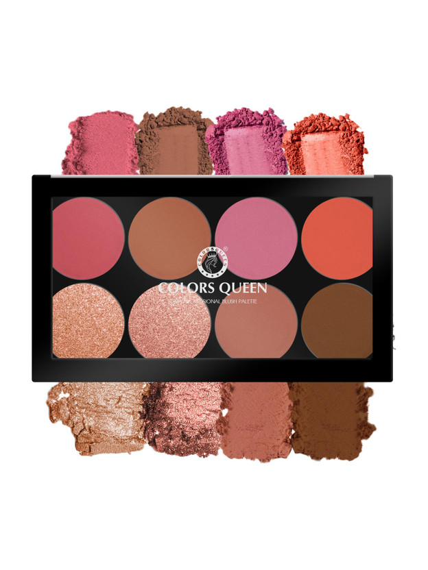COLORS QUEEN Matte Blusher Palette with Shimmer Highlighter and Contour for Face & Cheeks(Shade - 02)