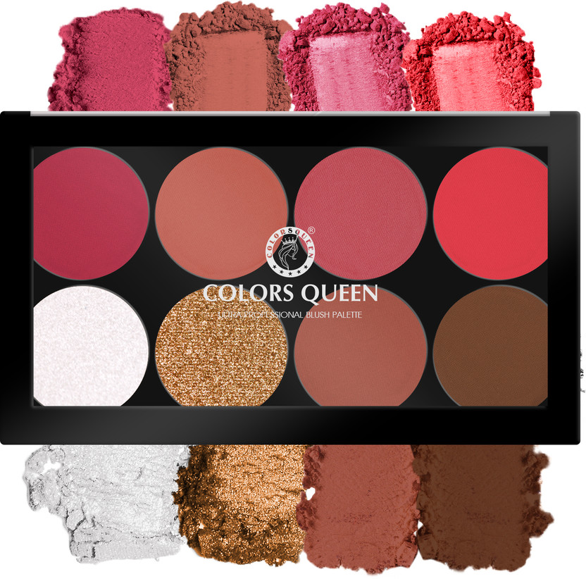 COLORS QUEEN Matte Blusher Palette with Shimmer Highlighter and Contour for Face & Cheeks(Shade - 03)