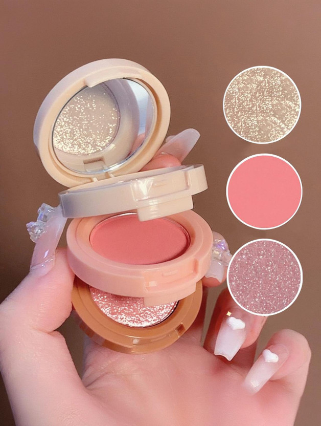 SKAM BEAUTY 3 in 1 Blush with & and Highlighter Combo Korean Makeup Blusher Palette(The Swiss Liquid Stick Pixi Tint Plate Shade - A)