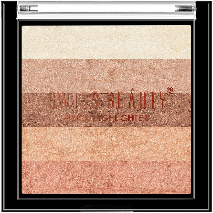 SWISS BEAUTY Brick Highlighter | Pigmented Powder Highlighter Bronzer | Blendable(Multicolor-04)