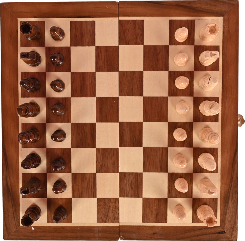 MOVEX Morex 13 Inch Handmade Wooden Foldable Chess Set Travel Friendly Design Educational Board Games