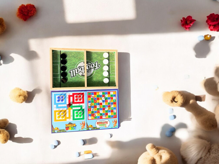 HPHCRAFTT HPHCRAFTT Wooden Family Fun Board Game Set Football Ludo Snake Ladder Indoor Strategy & War Board Game - Flipkart Deal