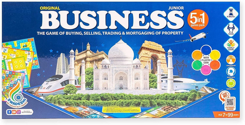 Game Phactory 5 in 1 Board Game with Plastic Money Coins for Young Businessmen Money & Assets Board Game