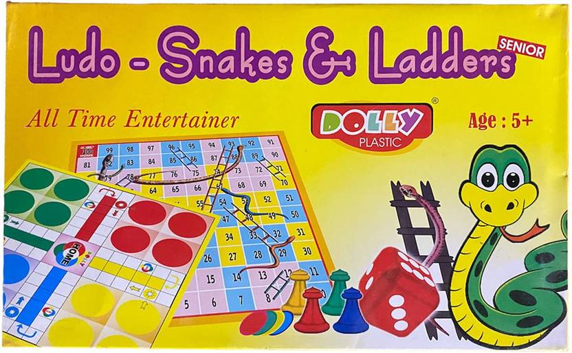 DOLLY Ludo Snakes and Ladders (Sr) Board Game for Family Entertainment Party & Fun Games Board