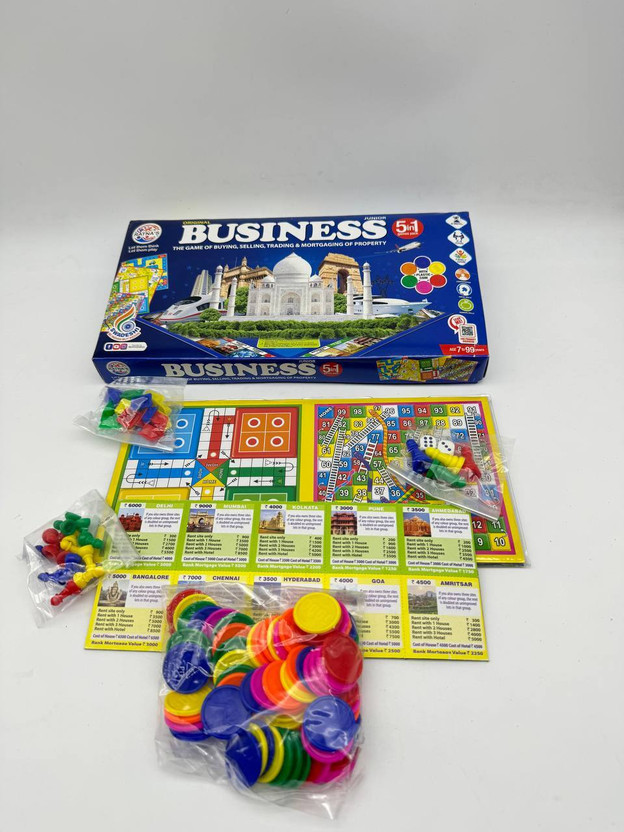 jmv jmv Business 5 in 1 with Coin, Enhace Property dealing skills Money & Assets Games Money & Assets Board Game - Flipkart Deal