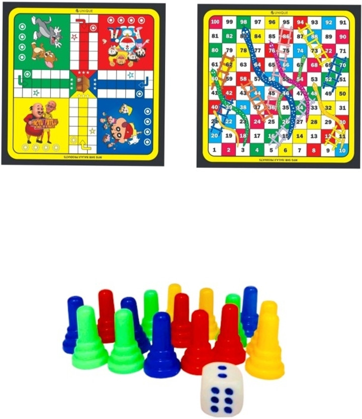 aunique 2 in 1 Wooden Ludo & Snake Board Game With Premium Ludo coin set ( 12 inch) Party & Fun Board Game