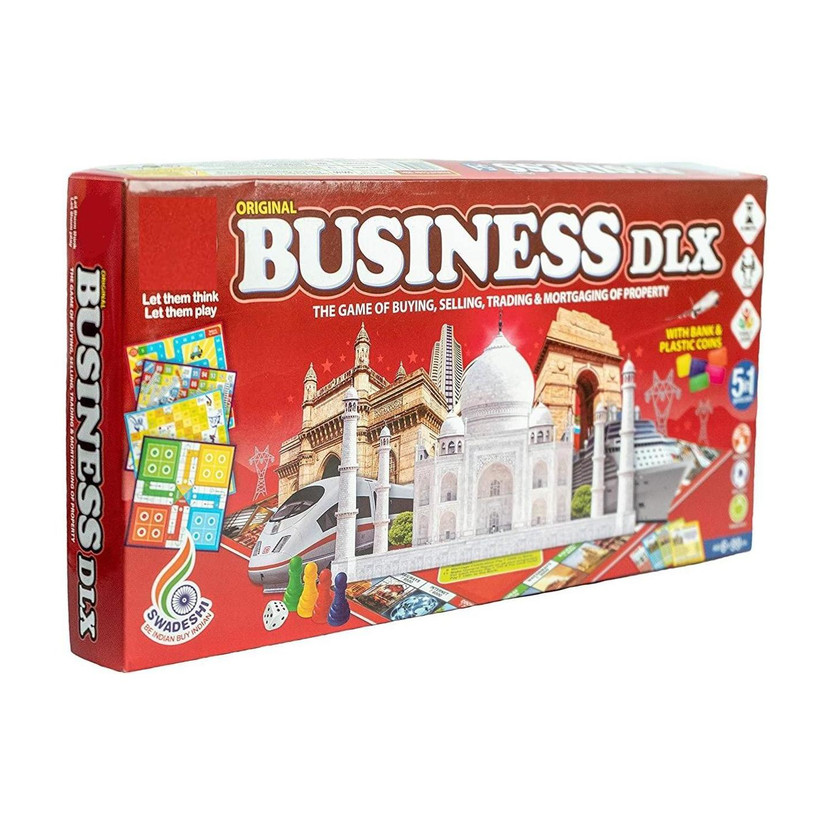 ARNIYAVALA ARNIYAVALA Fun Filled Business 5 in 1 Deluxe Game with Plastic Money Coins for Young Businessmen to Learn Trading and Other Systems of Buying and Selling Money & Assets Board Game - Flipkart Deal