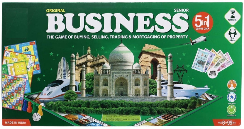 BKDT Marketing Business India Board Game 5 In 1 Like Ludo, Snakes Ladder, Car Rally & Cricket Board Game Accessories