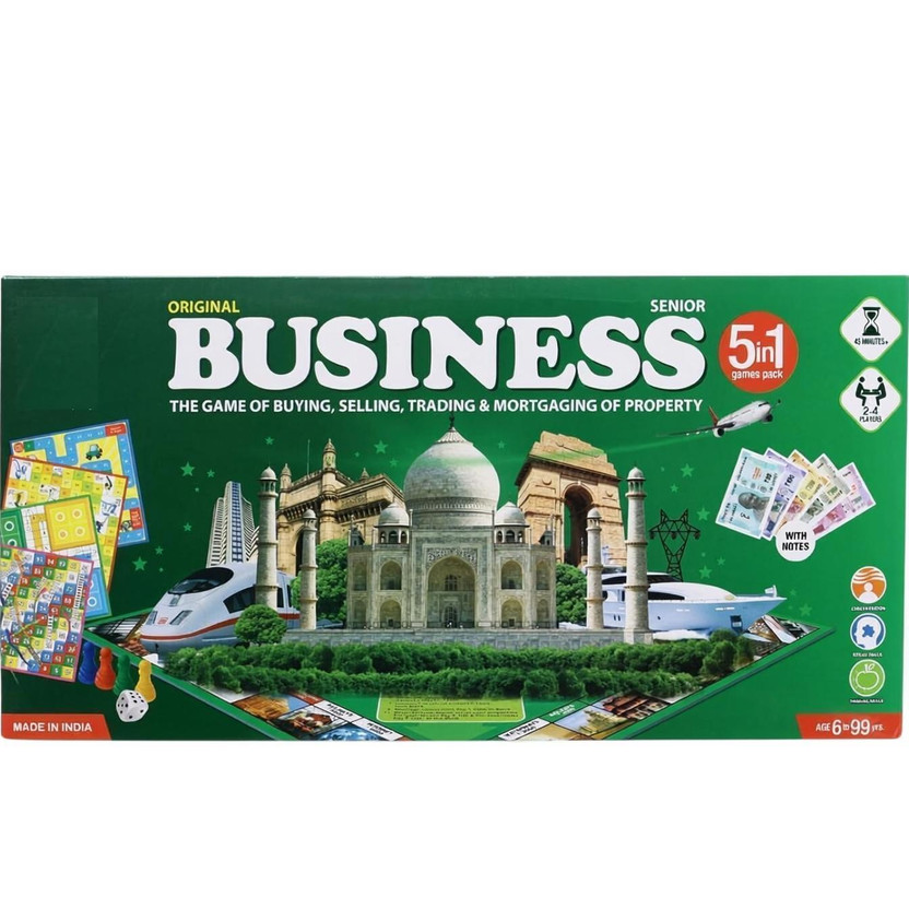 BKDT Marketing Business India Board Game 5 In 1 Like Ludo, Snakes Ladder, Car Rally & Cricket Board Game Accessories