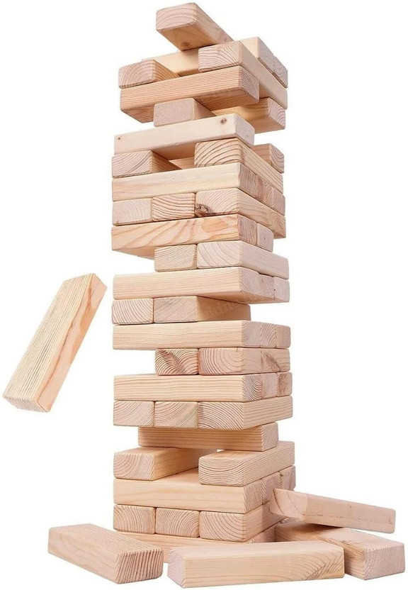 Qelista Qelista Wooden Blocks Balancing Tower Games For Kids Adults Tumbling Tower (39 Pieces) Party & Fun Board Game - Flipkart Deal
