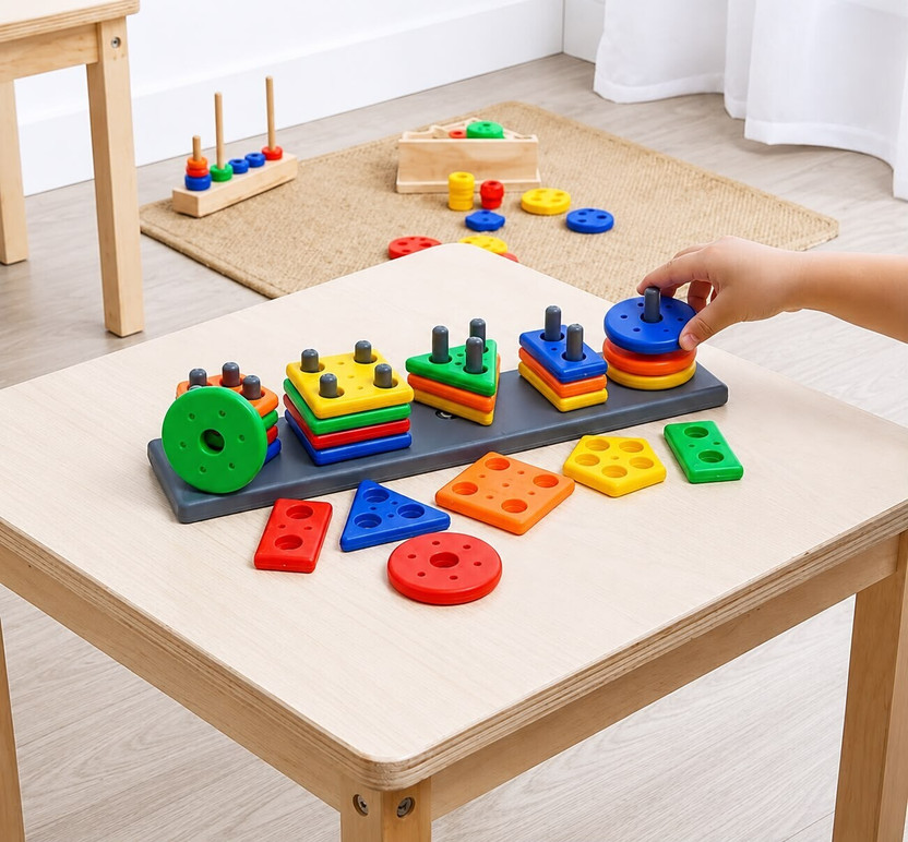 Novexa MONTESSORI SHAPE SORTING STACKING BOARD EARLY LEARNING EDUCATIONAL TOY Educational Board Games