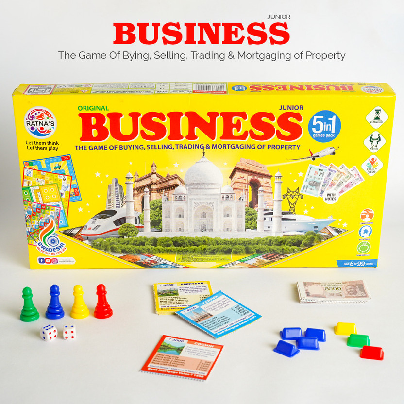 Ratnas Water Proof Business 5 in 1 with Notes, Enhace dealing skills (1233) Party & Fun Board Game