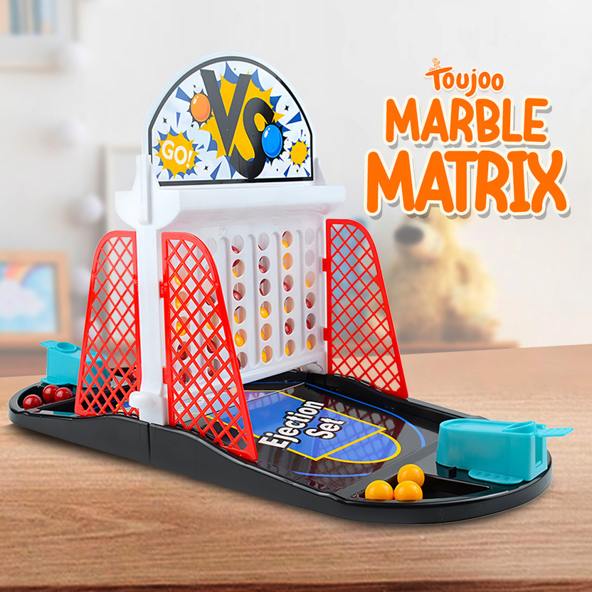 TOUJOO Marble Shooting Board Game with Launcher Set for Kids Fun Ball Line-Up Challenge Party & Fun Board Game