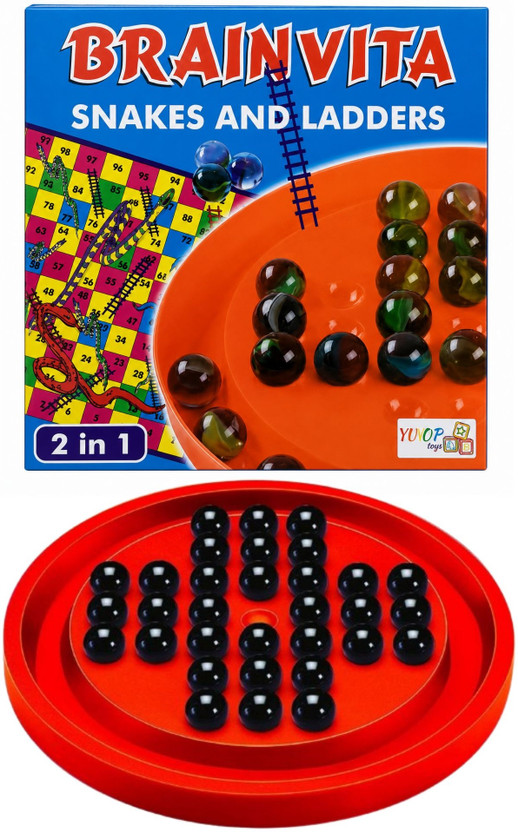 YUIOP - Brainvita 2 in 1 With Snakes n Ladder - Mind Challenging Board Game For Kids Party & Fun Board Game