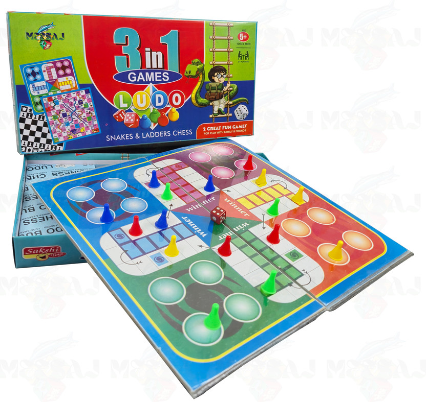 Meesaj Meesaj Party & Fun Indoor Board Game – Ludo, Chess & Snake Ladder Set Strategy & War Board Game - Flipkart Deal