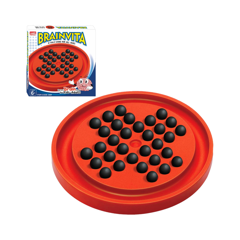 Ankit Toys & Games Brainvita Marble Solitaire Board Game Red for Kids & Adult|Strategy Brain Teaser Educational Board Games