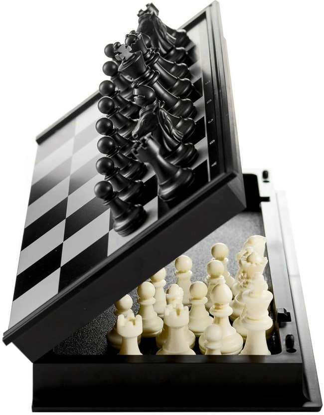 inovera Chess Board Game with Magnetic Pawns - Foldable Travel Friendly Educational Board Games