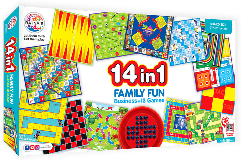 GENIUS GEMS 14 in1(1224) Brainvita,Business,Ludo,Snakes & Ladders&more Party&Fun Games Strategy & War Board Game