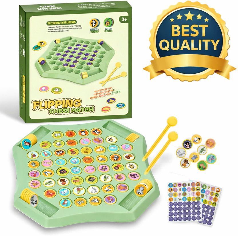 CountryLink Matching Board Game Memory Flip Chess for Kids 3+ | Animal Flip and Match Toy Educational Board Games