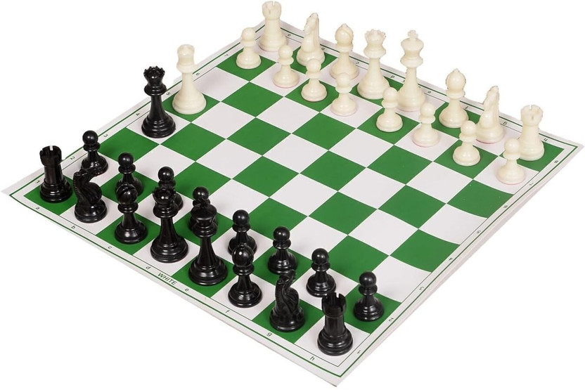 MOVEX Morex 20 X 20 Inch Chess Vinyl Board Foldable Mat with Plastic Chess Pieces Educational Board Games