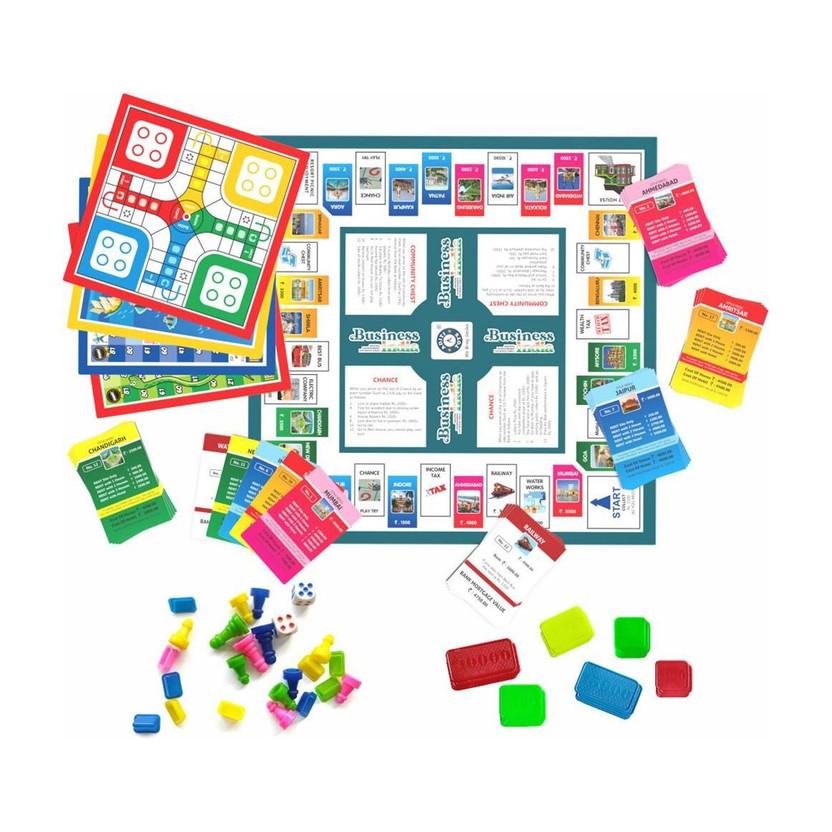 Aditi Toys Business Game Board with Plastic Money & Coins, 5 Board Games in 1 Money & Assets Board Game